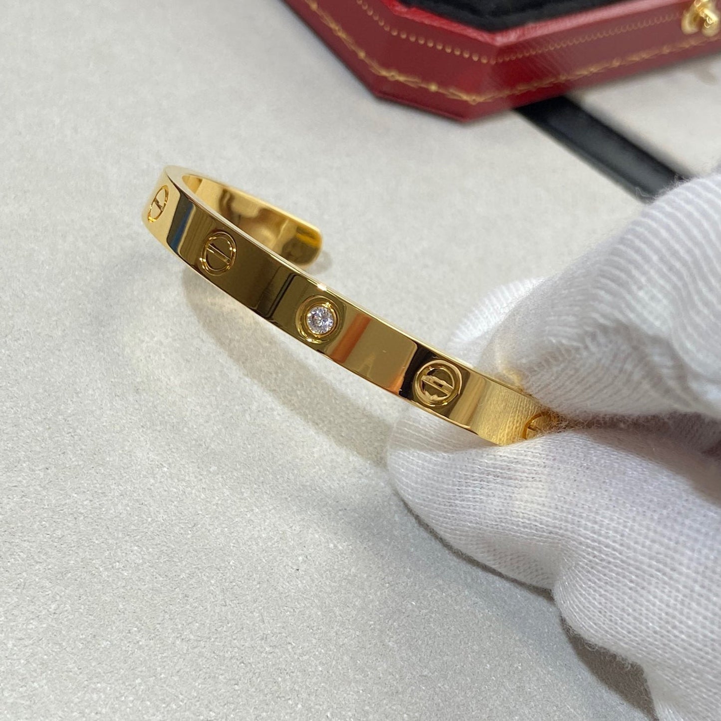 [Eterna Jewels]LOVE BRACELET 6.1MM 1 DIAMOND OPEN CUFF