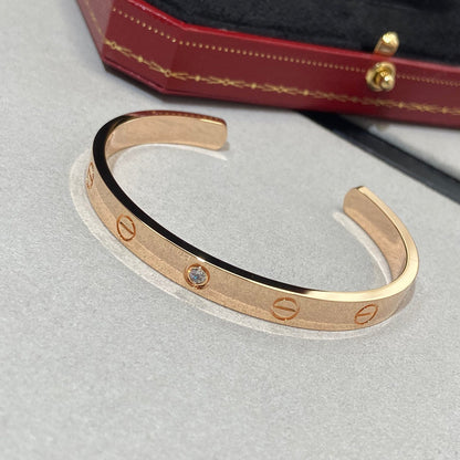 [Eterna Jewels]LOVE BRACELET 6.1MM 1 DIAMOND OPEN CUFF