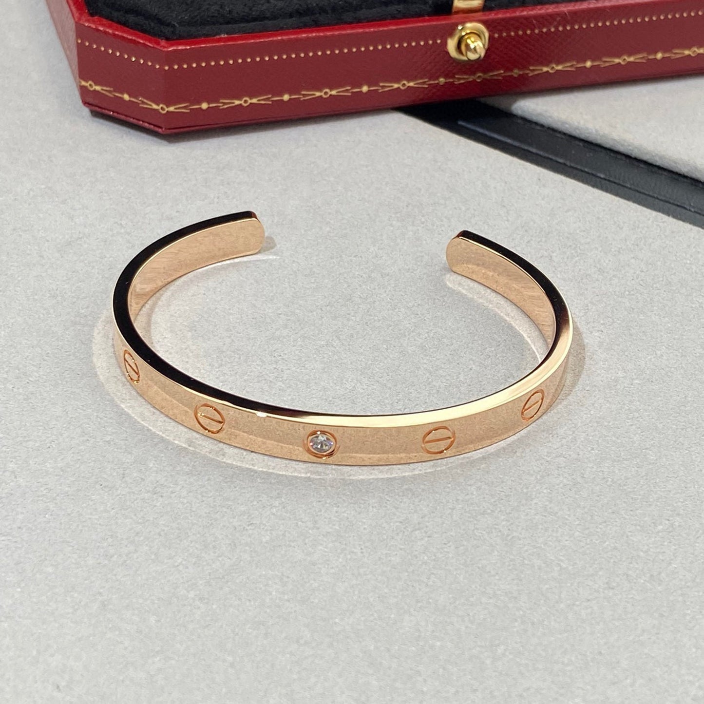 [Eterna Jewels]LIEBESARMBAND 6,1MM 1 DIAMANT OFFENE MANCHETTE
