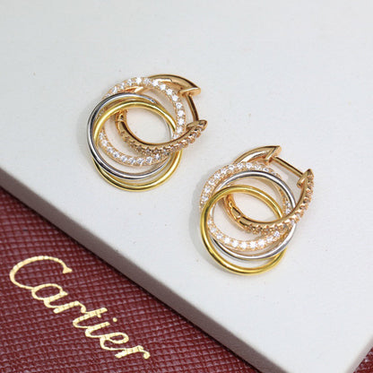 [Eterna Jewels]TRINITY HALF DIAMOND  EARRINGS