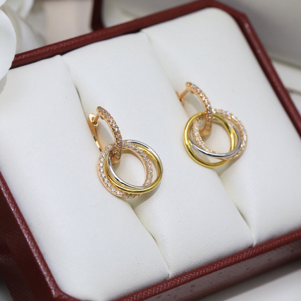[Eterna Jewels]TRINITY HALF DIAMOND  EARRINGS