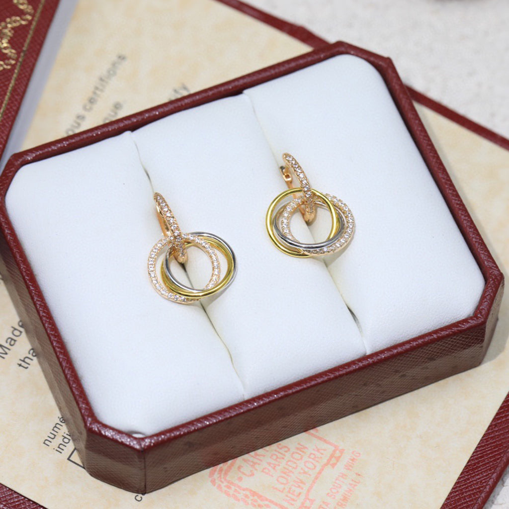 [Eterna Jewels]TRINITY HALF DIAMOND  EARRINGS