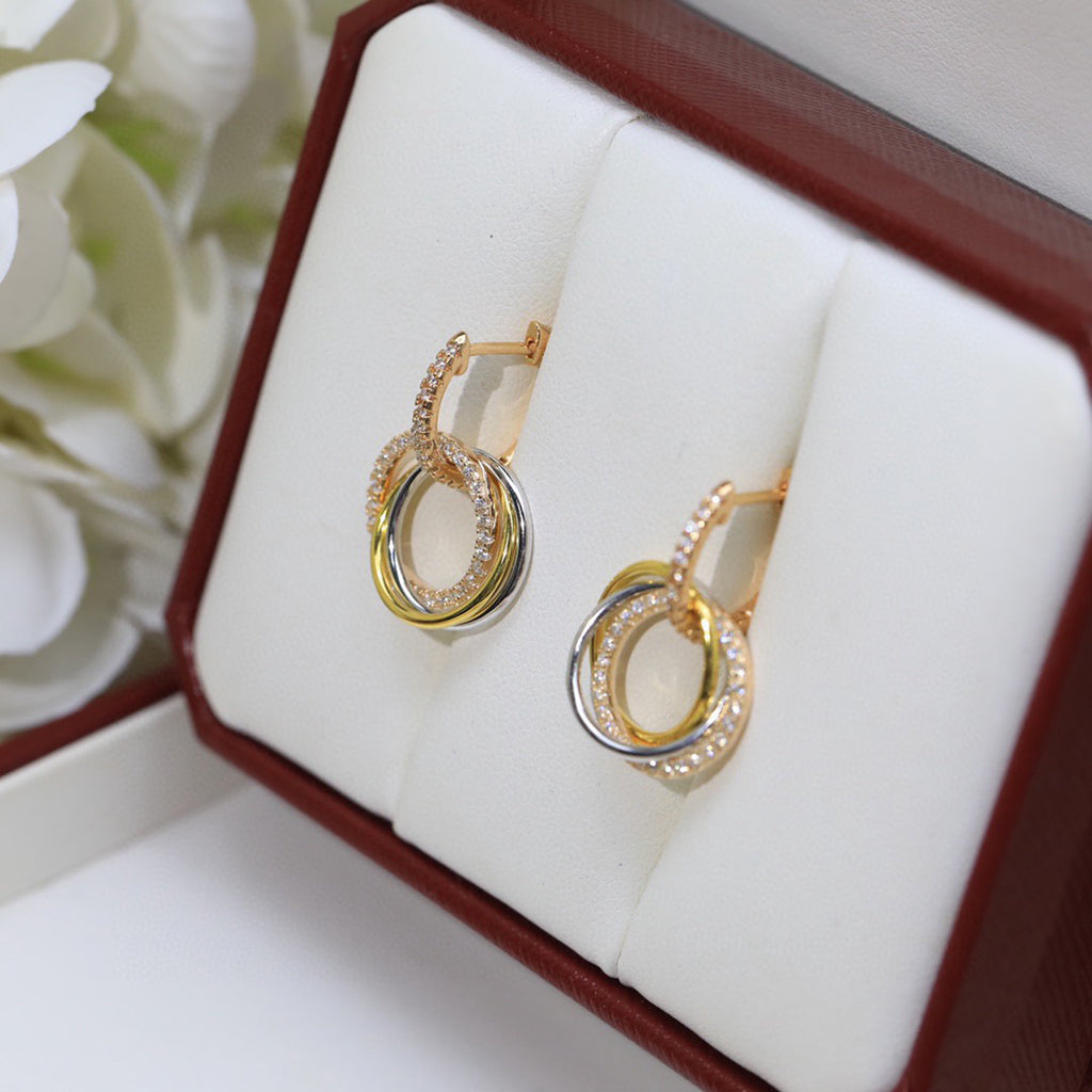 [Eterna Jewels]TRINITY HALF DIAMOND  EARRINGS
