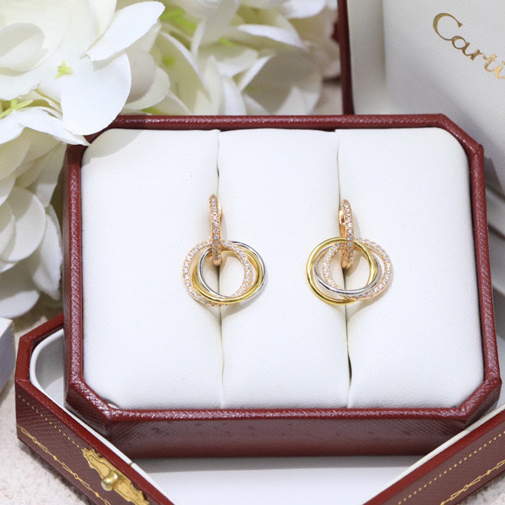 [Eterna Jewels]TRINITY HALF DIAMOND  EARRINGS