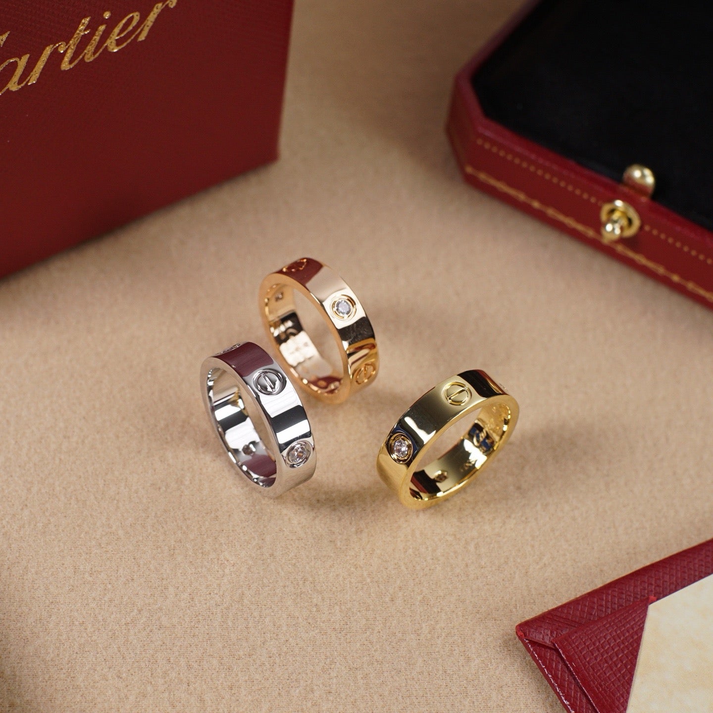 [Eterna Jewels]LOVE 5.5MM 3 DIAMOND RING