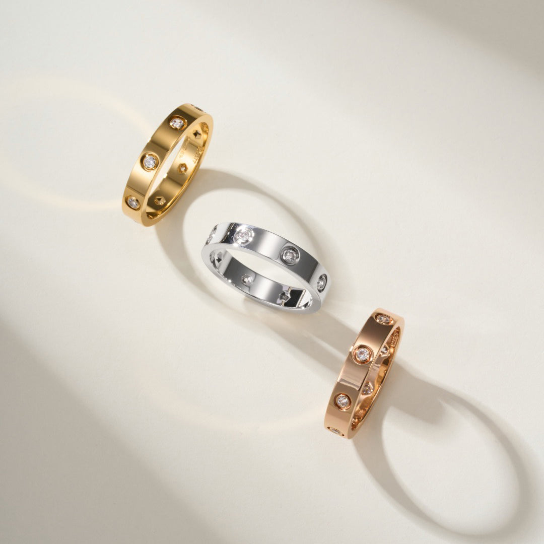[Eterna Jewels]LOVE 4MM 8 DIAMOND RING