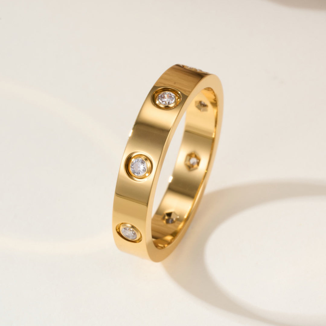 [Eterna Jewels]LOVE 4MM 8 DIAMOND RING