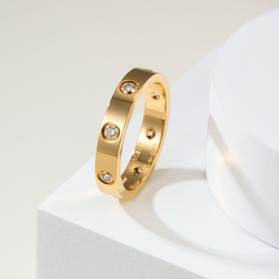 [Eterna Jewels]LOVE 4MM 8 DIAMOND RING