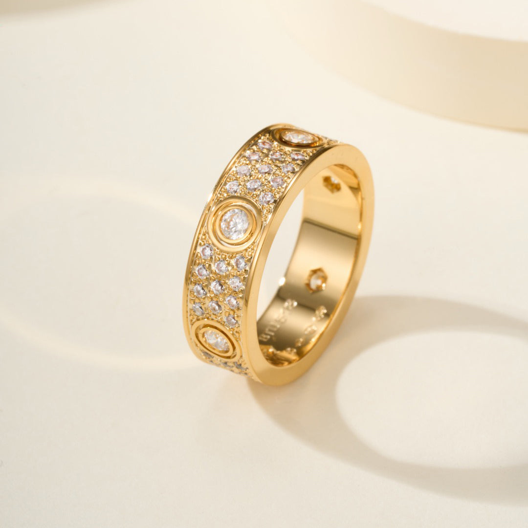 [Eterna Jewels]LOVE 5.5MM FULL-PAVE 6-DIAMOND RING