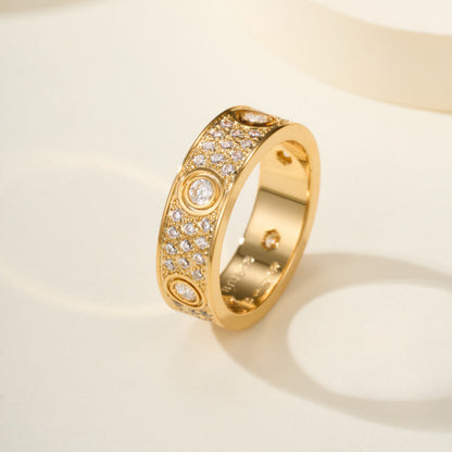 [Eterna Jewels]LOVE 5.5MM FULL-PAVE 6-DIAMOND RING