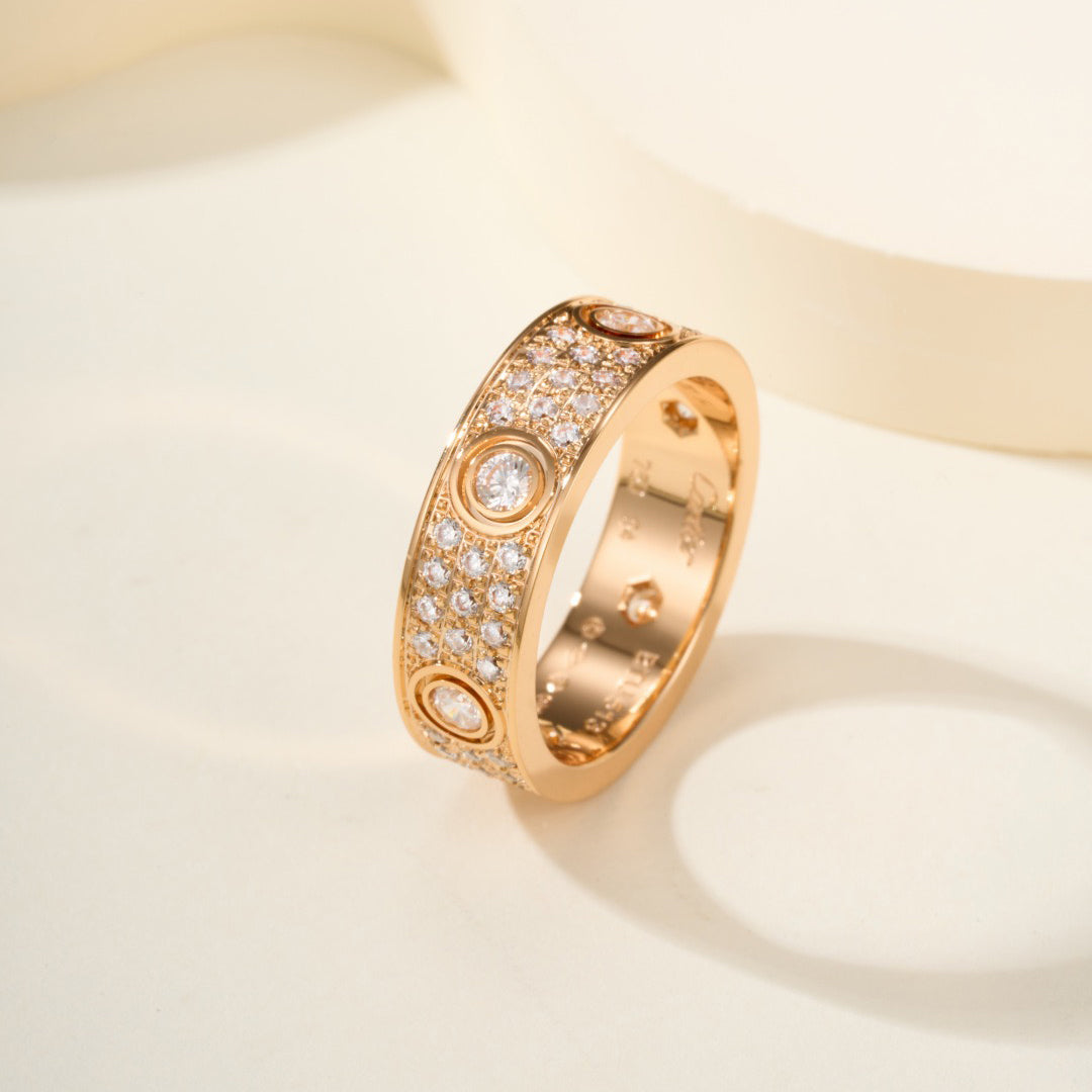 [Eterna Jewels]LOVE 5.5MM FULL-PAVE 6-DIAMOND RING