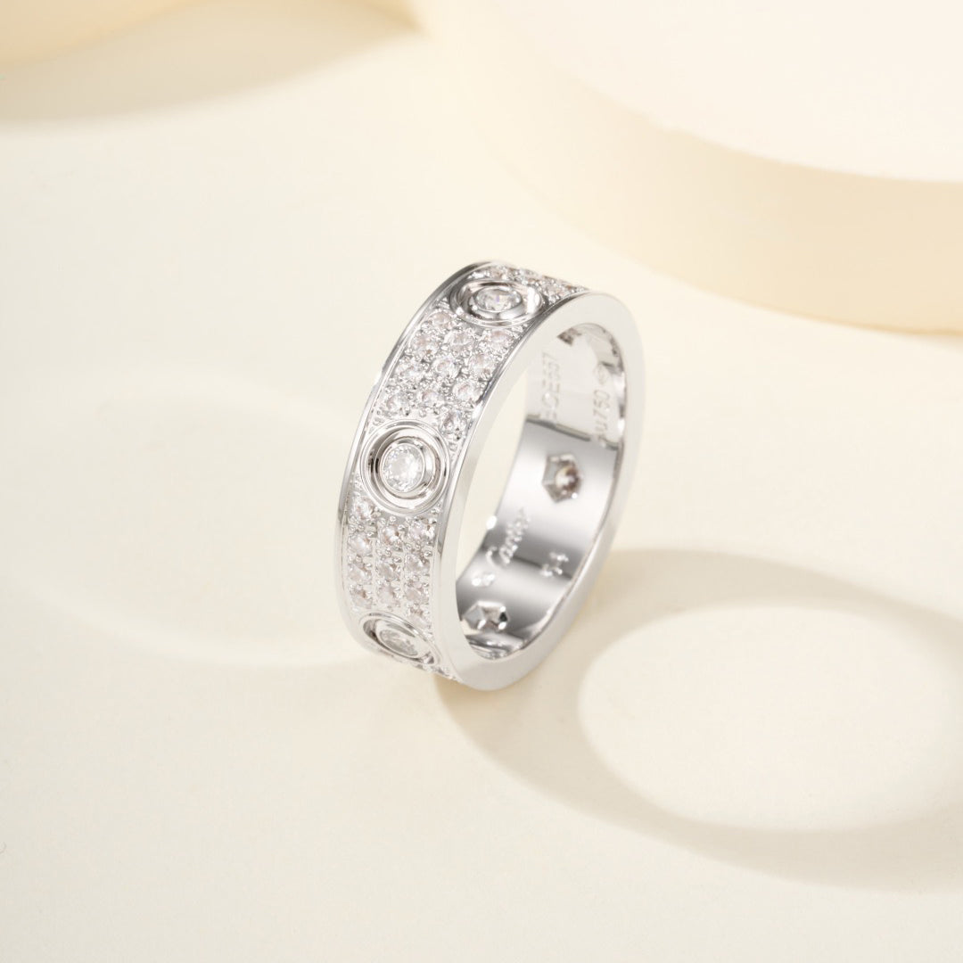 [Eterna Jewels]LOVE 5.5MM FULL-PAVE 6-DIAMOND RING