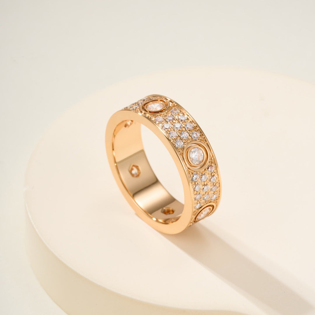 [Eterna Jewels]LOVE 5.5MM FULL-PAVE 6-DIAMOND RING