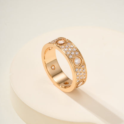 [Eterna Jewels]LOVE 5.5MM FULL-PAVE 6-DIAMOND RING