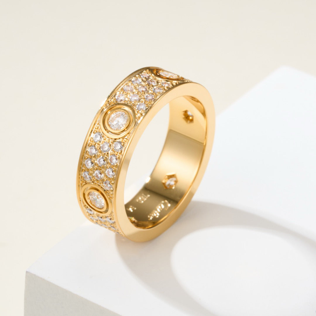 [Eterna Jewels]LOVE 5.5MM FULL-PAVE 6-DIAMOND RING