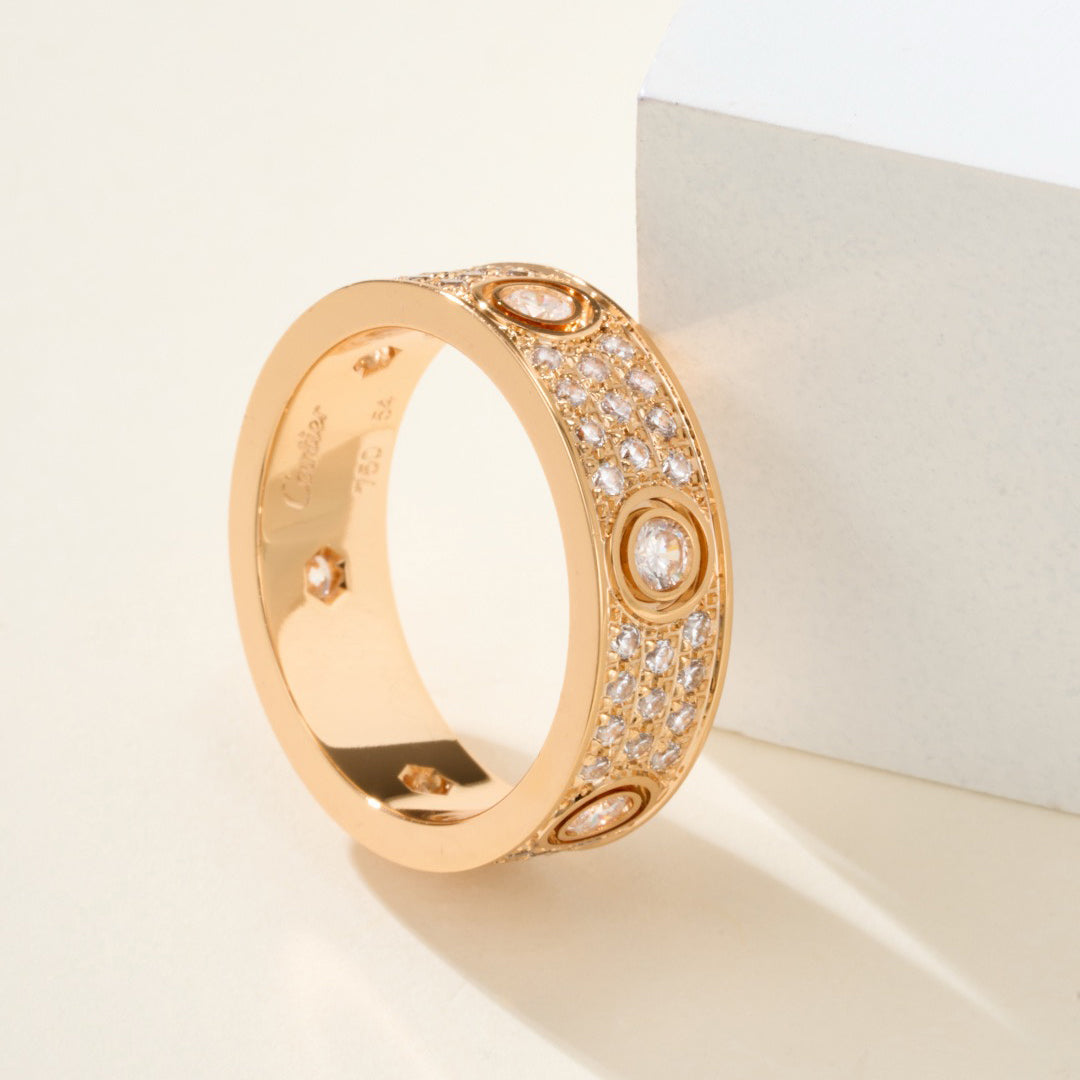 [Eterna Jewels]LOVE 5.5MM FULL-PAVE 6-DIAMOND RING