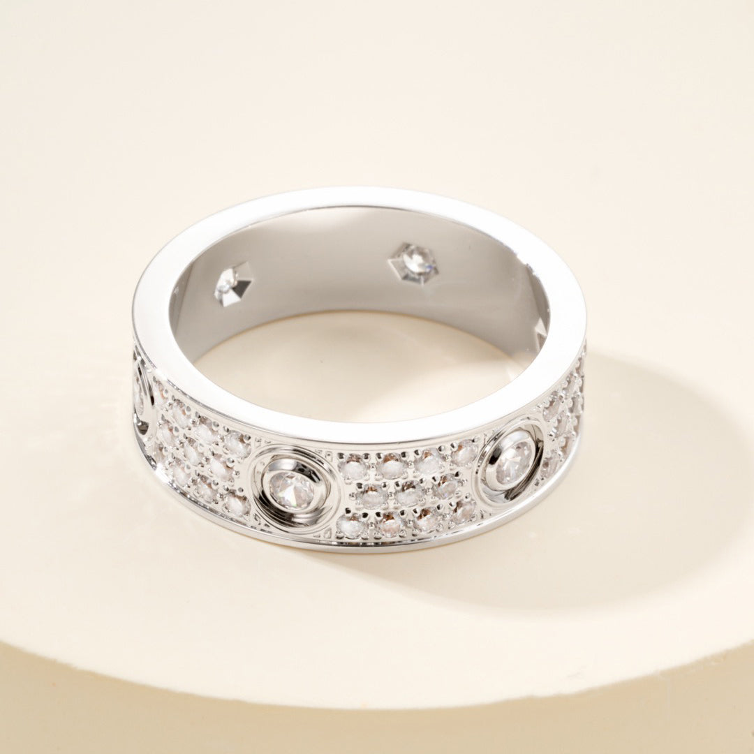 [Eterna Jewels]LOVE 5.5MM FULL-PAVE 6-DIAMOND RING