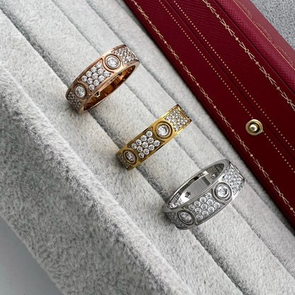 [Eterna Jewels]LOVE 5.5MM FULL-PAVE 6-DIAMOND RING