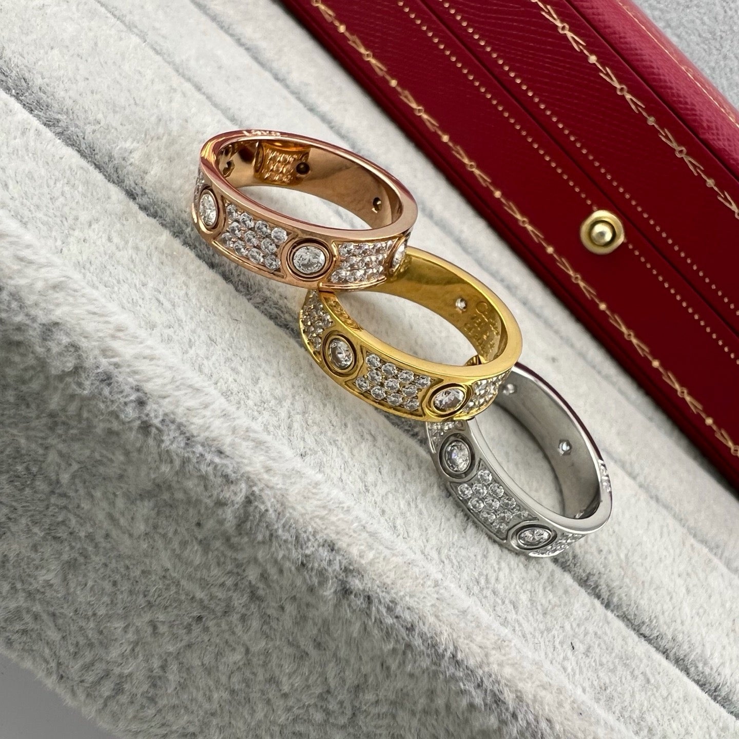 [Eterna Jewels]LOVE 5.5MM FULL-PAVE 6-DIAMOND RING