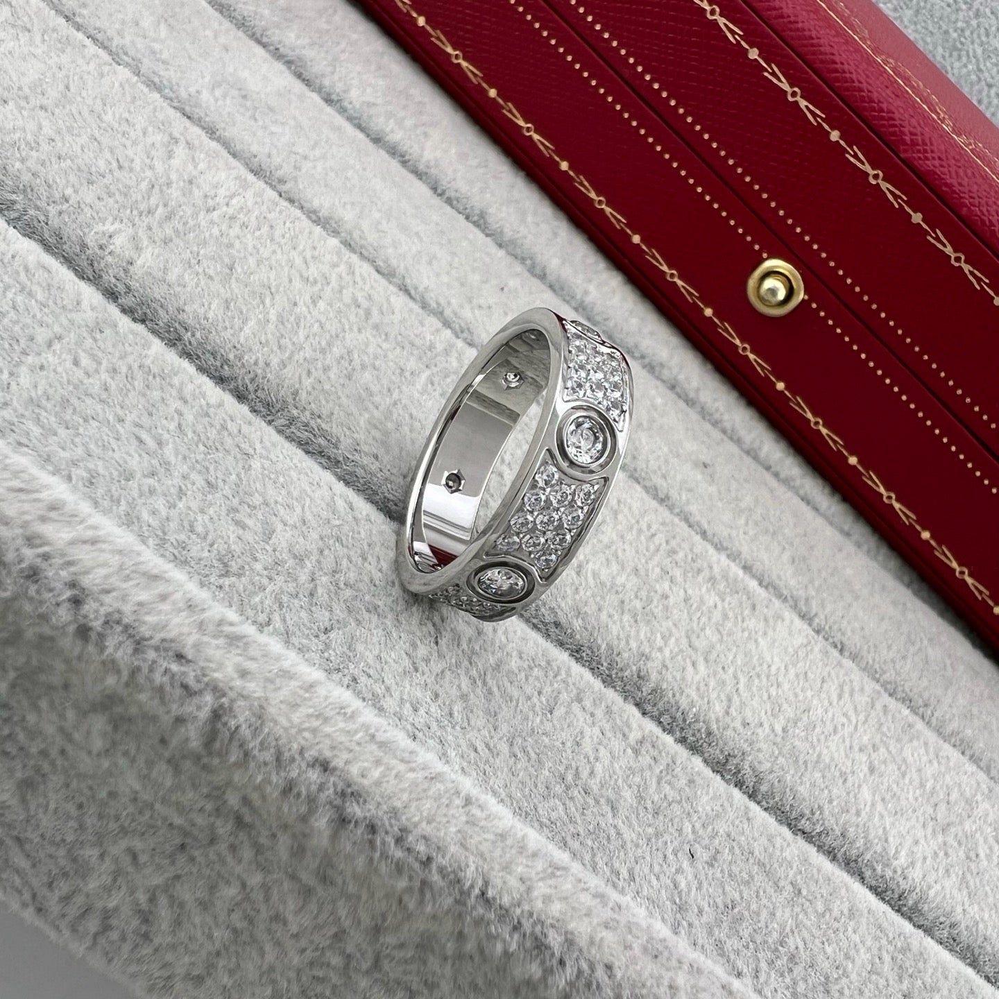 [Eterna Jewels]LOVE 5.5MM FULL-PAVE 6-DIAMOND RING
