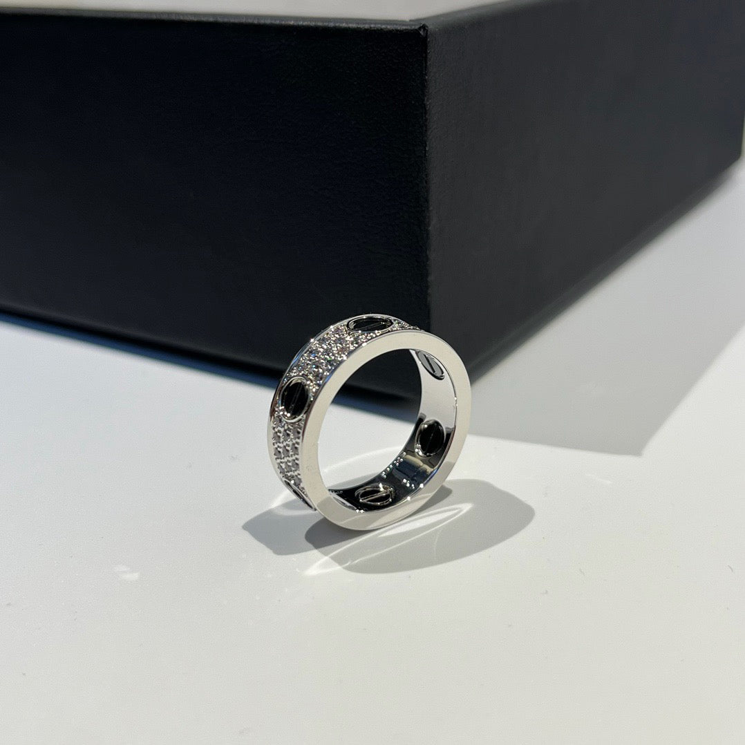 [Eterna Jewels]LOVE RING 5.5MM DIAMONDS PAVED CERAMIC