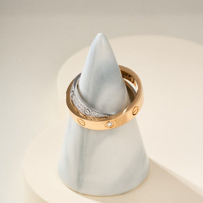[Eterna Jewels]LOVE PINK GOLD SILVER DIAMOND DOUBLE RING