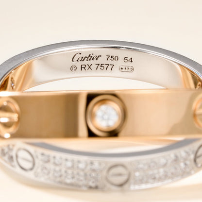 [Eterna Jewels]LOVE PINK GOLD SILVER DIAMOND DOUBLE RING