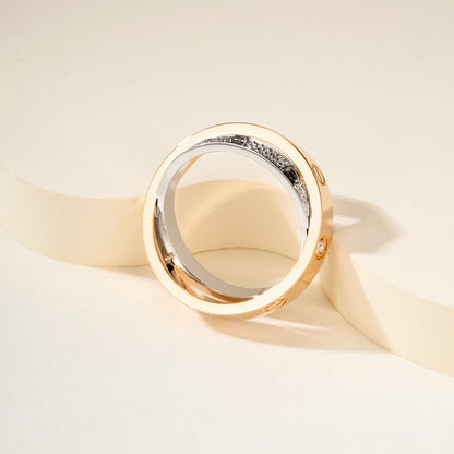 [Eterna Jewels]LOVE PINK GOLD SILVER DIAMOND DOUBLE RING