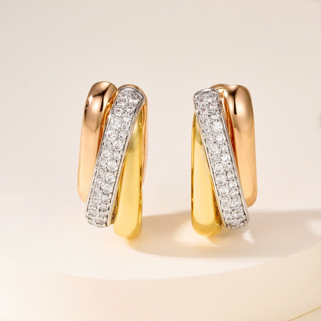[Eterna Jewels]TRINITY HALF DIAMOND  CUSHION EARRINGS