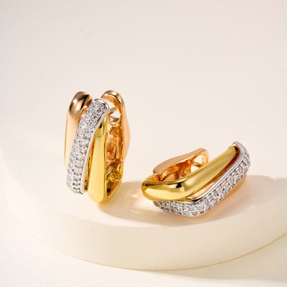[Eterna Jewels]TRINITY HALF DIAMOND  CUSHION EARRINGS