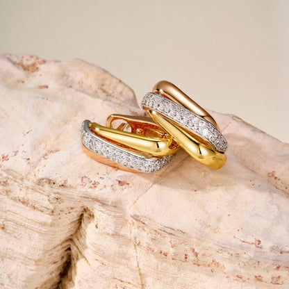 [Eterna Jewels]TRINITY HALF DIAMOND  CUSHION EARRINGS