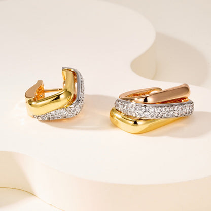 [Eterna Jewels]TRINITY HALF DIAMOND  CUSHION EARRINGS