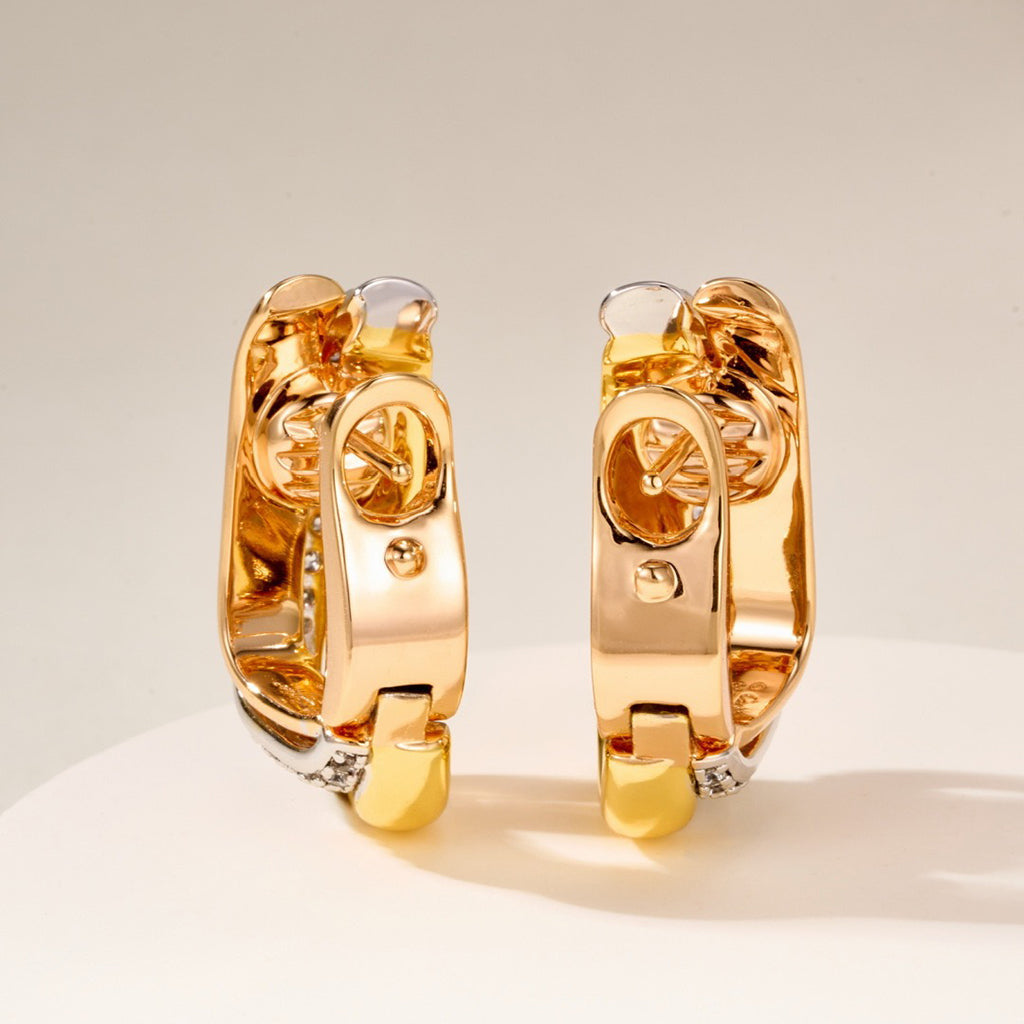 [Eterna Jewels]TRINITY HALF DIAMOND  CUSHION EARRINGS