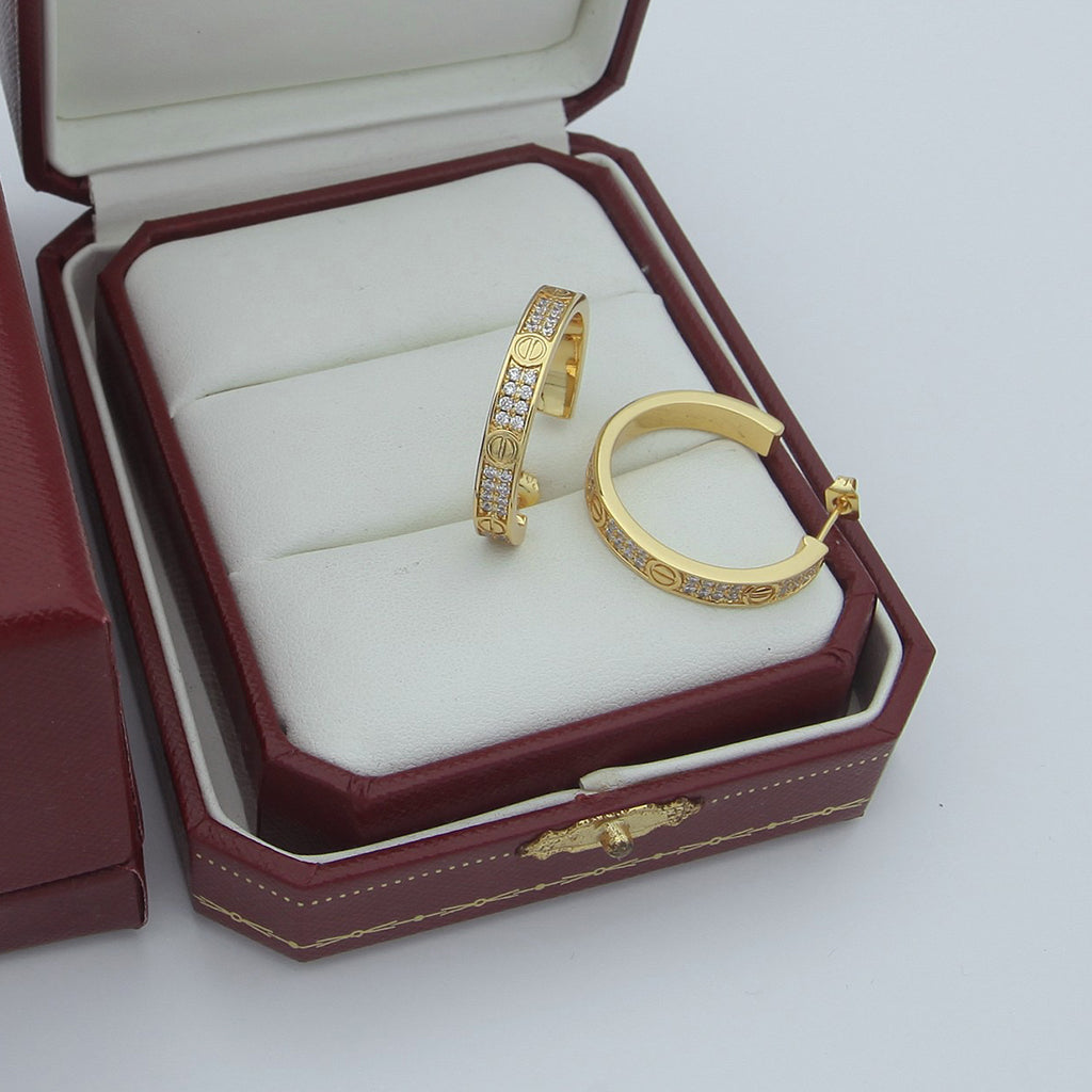 [Eterna Jewels]LOVE EARRINGS 3.6MM DIAMOND PAVED