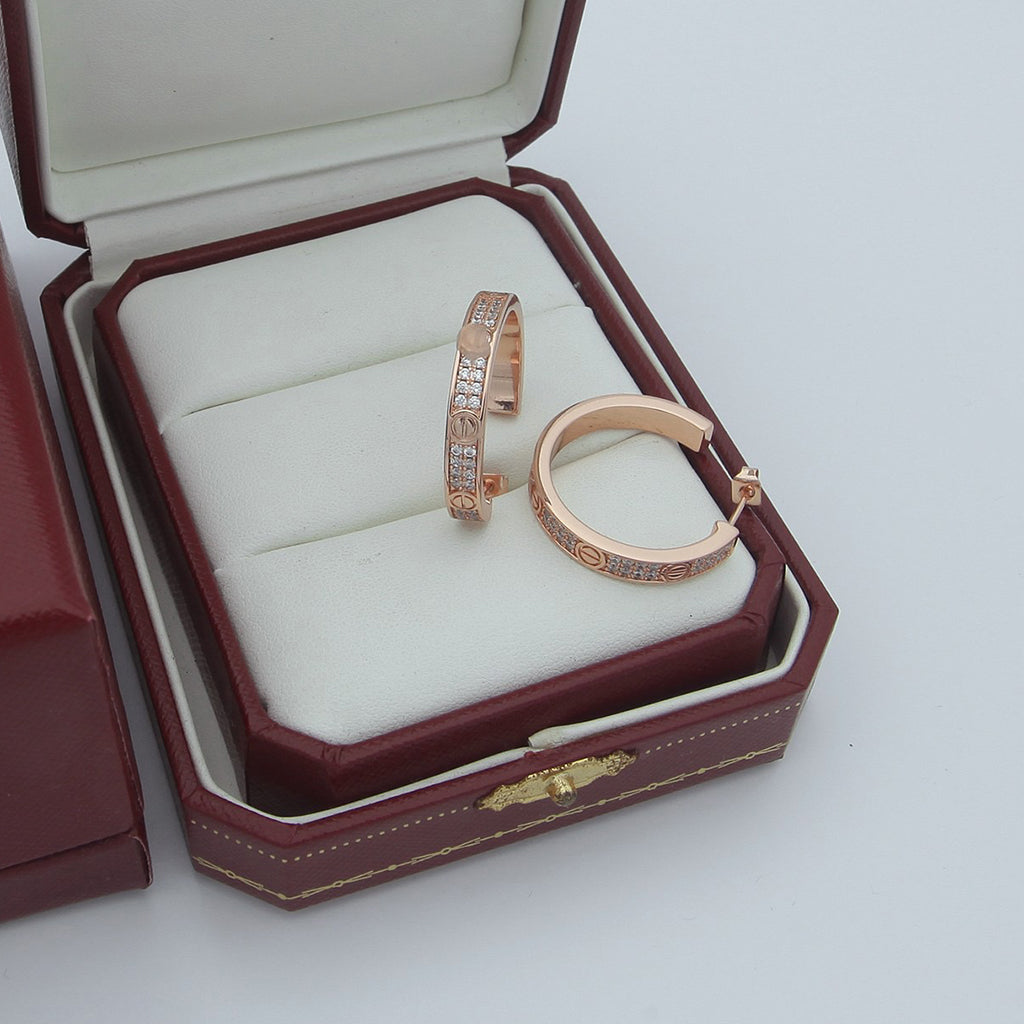 [Eterna Jewels]LOVE EARRINGS 3.6MM DIAMOND PAVED