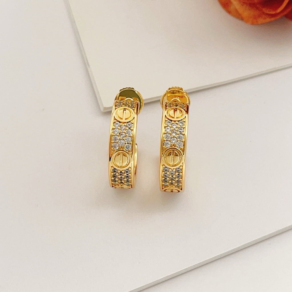 [Eterna Jewels]LOVE 5.5MM DIAMOND PAVED EARRINGS