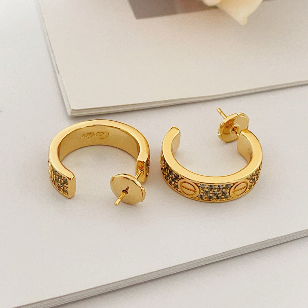 [Eterna Jewels]LOVE 5.5MM DIAMOND PAVED EARRINGS