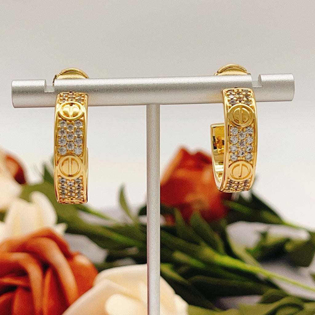 [Eterna Jewels]LOVE 5.5MM DIAMOND PAVED EARRINGS