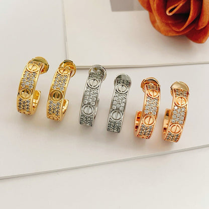 [Eterna Jewels]LOVE 5.5MM DIAMOND PAVED EARRINGS
