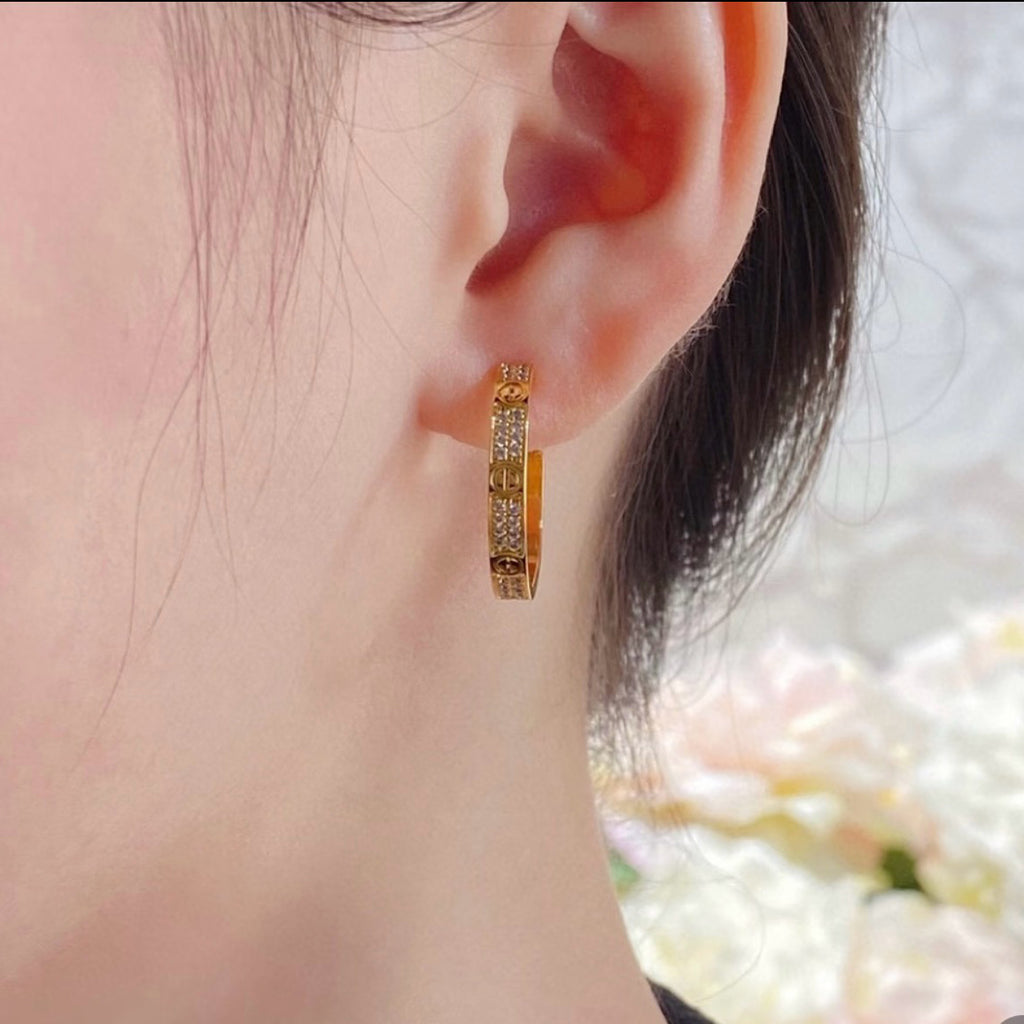 [Eterna Jewels]LOVE EARRINGS 3.6MM DIAMOND PAVED