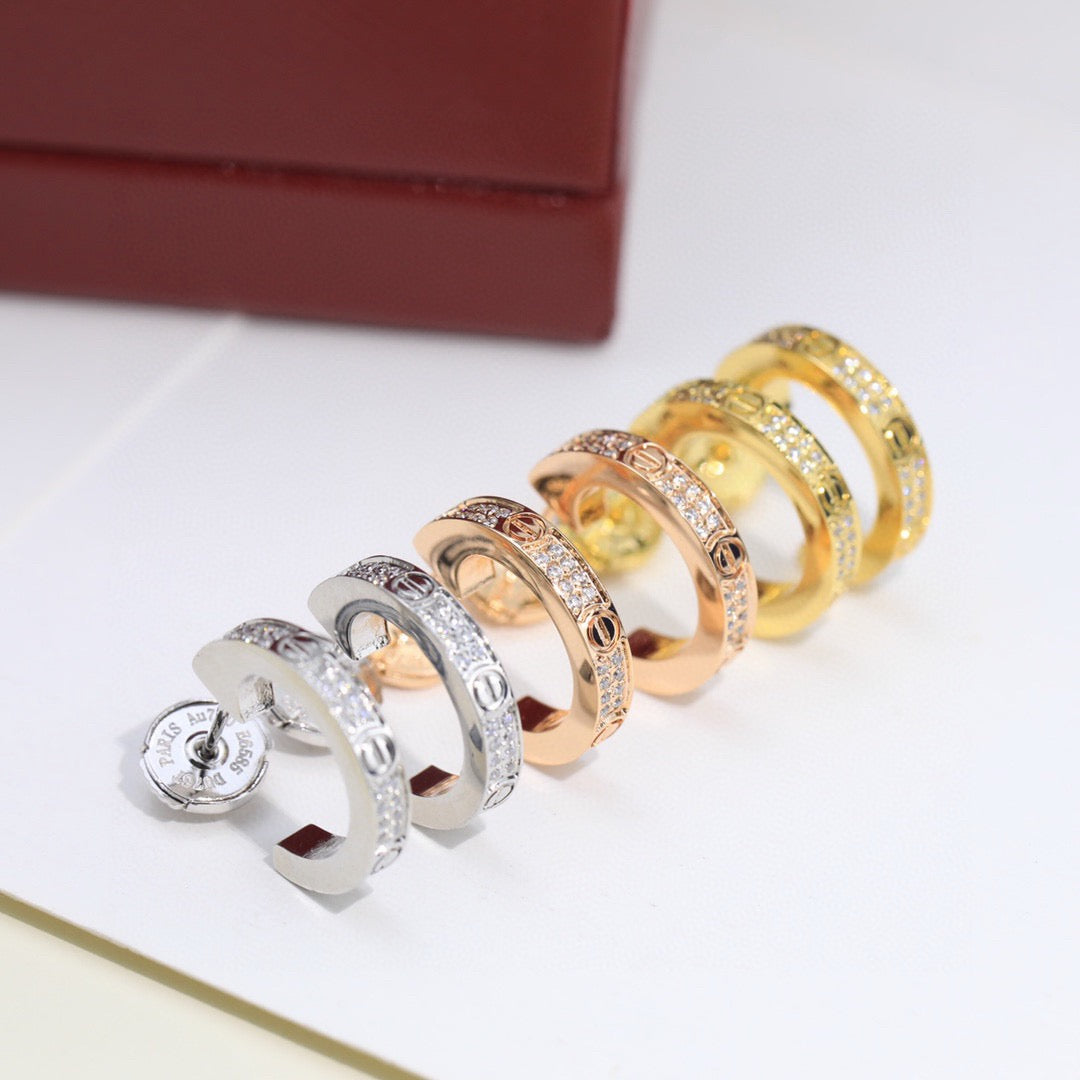 [Eterna Jewels]LOVE 5.5MM DIAMOND PAVED EARRINGS