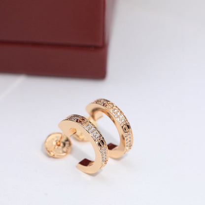 [Eterna Jewels]LOVE 5.5MM DIAMOND PAVED EARRINGS