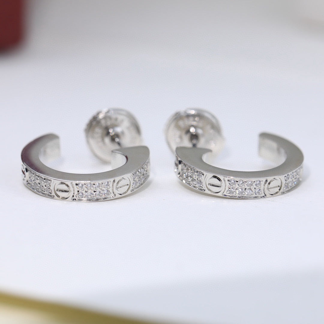 [Eterna Jewels]LOVE 5.5MM DIAMOND PAVED EARRINGS