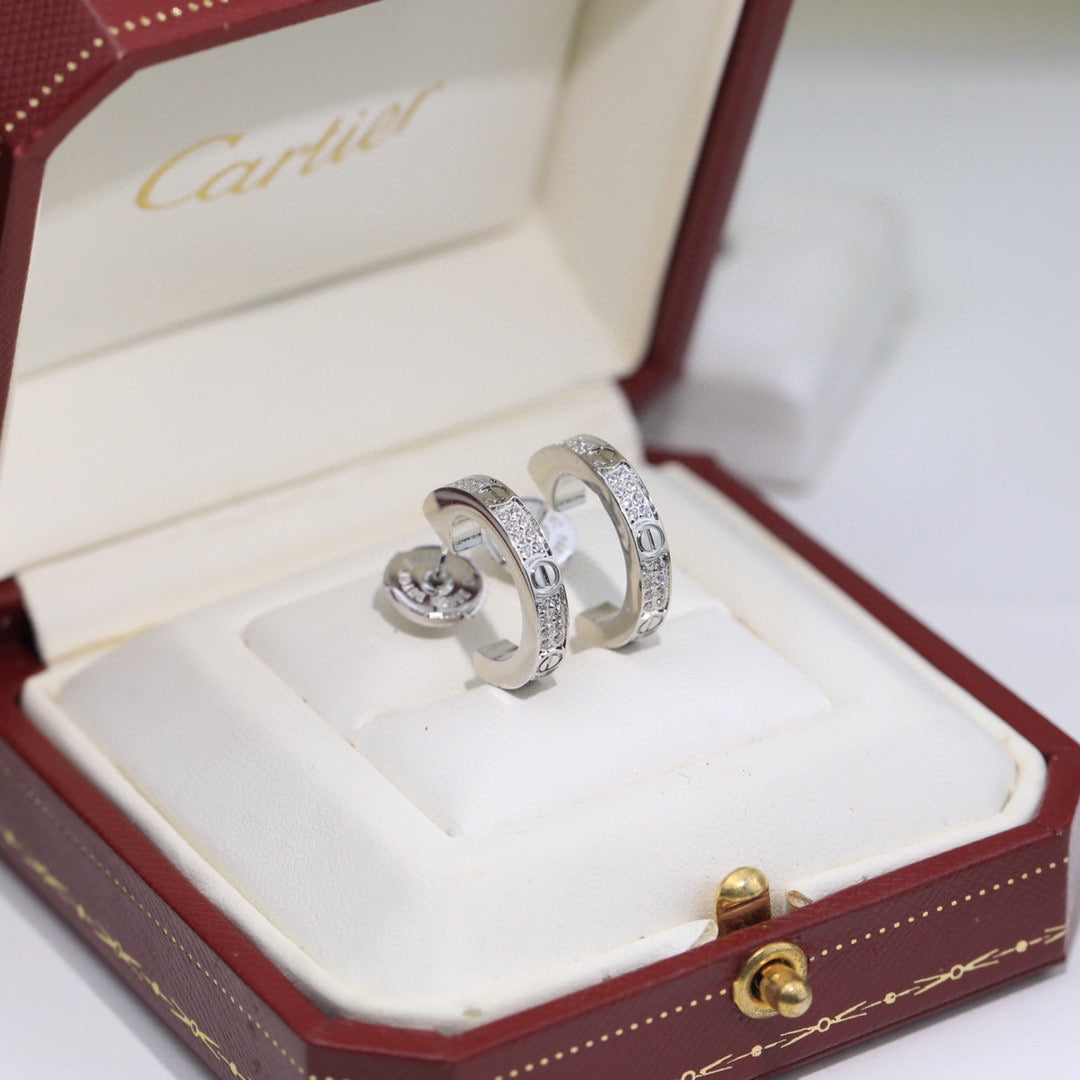 [Eterna Jewels]LOVE 5.5MM DIAMOND PAVED EARRINGS