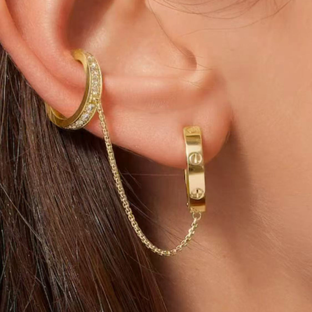 [Eterna Jewels]LOVE 3.0MM HALF DIAMOND EARRINGS