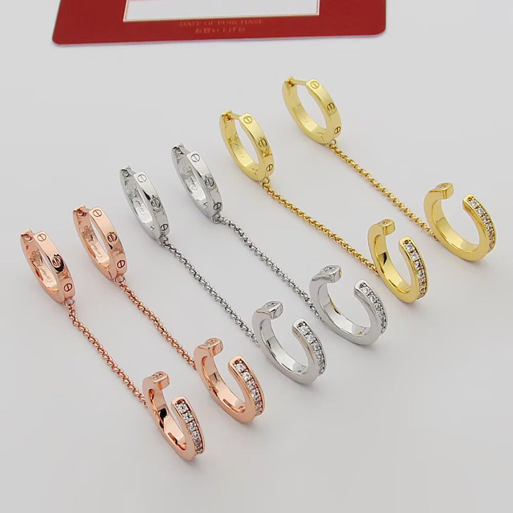 [Eterna Jewels]LOVE 3.0MM HALF DIAMOND EARRINGS