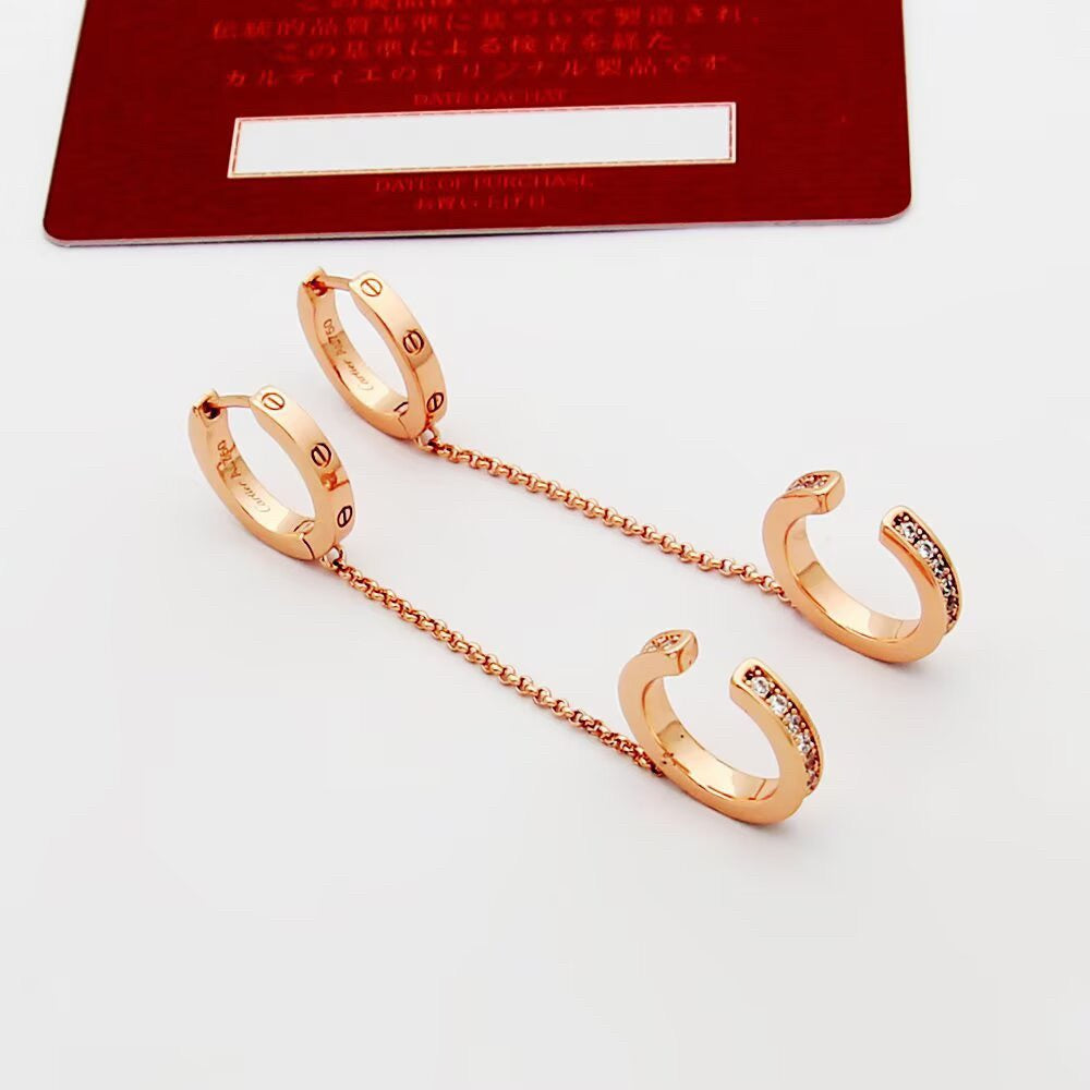 [Eterna Jewels]LOVE 3.0MM HALF DIAMOND EARRINGS