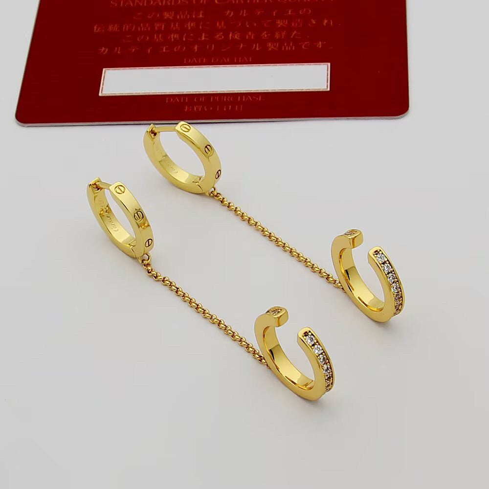 [Eterna Jewels]LOVE 3.0MM HALF DIAMOND EARRINGS
