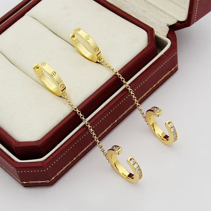 [Eterna Jewels]LOVE 3.0MM HALF DIAMOND EARRINGS