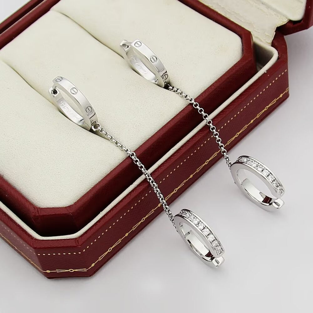 [Eterna Jewels]LOVE 3.0MM HALF DIAMOND EARRINGS